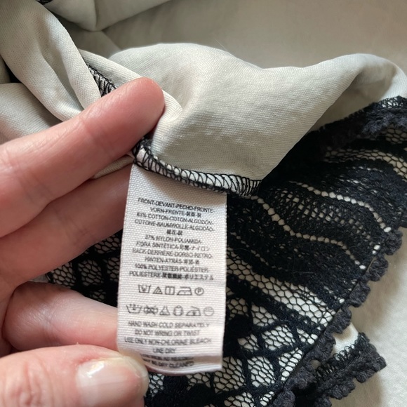 Free People Black Lace Overlay Cream Dress Size 0 - Picture 7 of 12